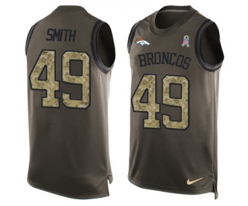 Men's Denver Broncos #49 Dennis Smith Olive Green Salute To Service Hot Pressing Player Name & Number Nike NFL Tank Top Jersey