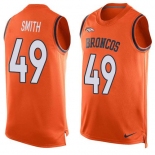 Men's Denver Broncos #49 Dennis Smith Orange Hot Pressing Player Name & Number Nike NFL Tank Top Jersey