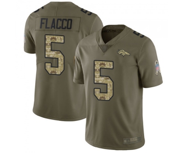 Men's Denver Broncos #5 Joe Flacco Olive Camo Stitched Football Limited 2017 Salute To Service Jersey