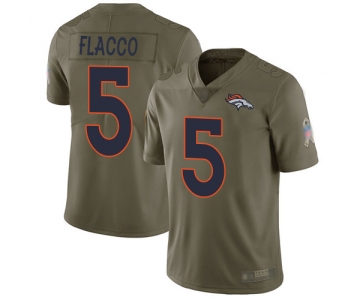 Men's Denver Broncos #5 Joe Flacco Olive Stitched Football Limited 2017 Salute To Service Jersey