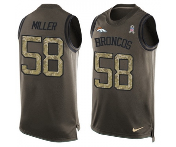 Men's Denver Broncos #58 Von Miller Olive Green Salute To Service Hot Pressing Player Name & Number Nike NFL Tank Top Jersey
