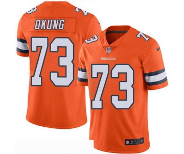 Men's Denver Broncos #73 Russell Okung Orange 2016 Color Rush Stitched NFL Nike Limited Jersey