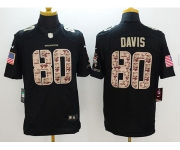 Men's Denver Broncos #80 Vernon Davis Black Salute To Service NFL Nike Limited Jersey