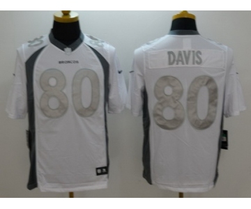 Men's Denver Broncos #80 Vernon Davis White Platinum NFL Nike Limited Jersey