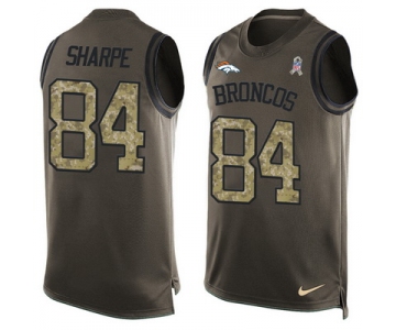 Men's Denver Broncos #84 Shannon Sharpe Olive Green Salute To Service Hot Pressing Player Name & Number Nike NFL Tank Top Jersey