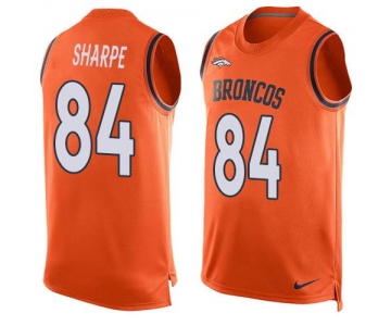 Men's Denver Broncos #84 Shannon Sharpe Orange Hot Pressing Player Name & Number Nike NFL Tank Top Jersey