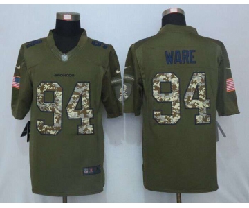 Men's Denver Broncos #94 DeMarcus Ware Green Salute To Service 2015 NFL Nike Limited Jersey