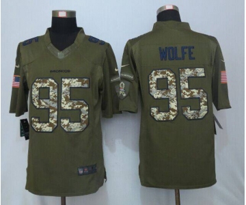 Men's Denver Broncos #95 Derek Wolfe Green Salute To Service 2015 NFL Nike Limited Jersey