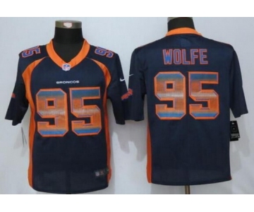Men's Denver Broncos #95 Derek Wolfe Navy Blue Strobe 2015 NFL Nike Fashion Jersey