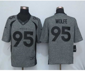 Men's Denver Broncos #95 Derek Wolfe Nike Gray Gridiron 2015 NFL Gray Limited Jersey