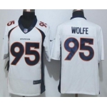 Men's Denver Broncos #95 Derek Wolfe White Road NFL Nike Limited Jersey