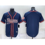 Men's Denver Broncos Blank Nvay Blue Stitched Cool Base Nike Baseball Jersey