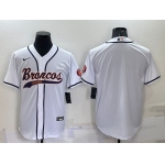 Men's Denver Broncos Blank White Stitched Cool Base Nike Baseball Jersey