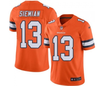 Nike Broncos #13 Trevor Siemian Orange Men's Stitched NFL Limited Rush Jersey