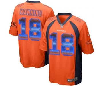 Nike Broncos #18 Peyton Manning Orange Team Color Men's Stitched NFL Limited Strobe Jersey