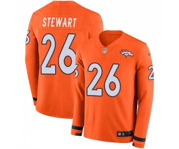 Nike Broncos 26 Darian Stewart Orange Team Color Men's Stitched NFL Limited Therma Long Sleeve Jersey