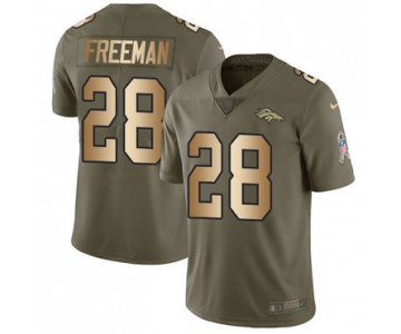 Nike Broncos #28 Royce Freeman Olive Gold Men's Stitched NFL Limited 2017 Salute To Service Jersey