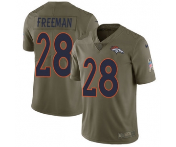 Nike Broncos #28 Royce Freeman Olive Men's Stitched NFL Limited 2017 Salute To Service Jersey