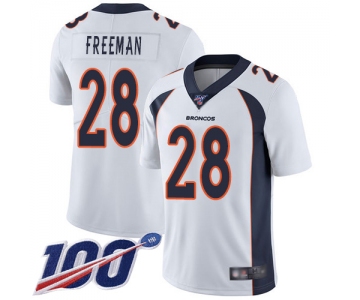 Nike Broncos #28 Royce Freeman White Men's Stitched NFL 100th Season Vapor Limited Jersey