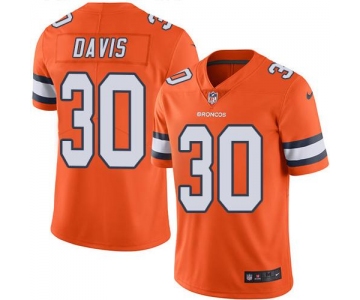 Nike Broncos #30 Terrell Davis Orange Men's Stitched NFL Limited Rush Jersey