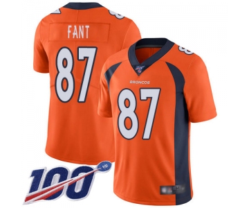 Nike Broncos #87 Noah Fant Orange Men's Stitched NFL 100th Season Vapor Limited Jersey