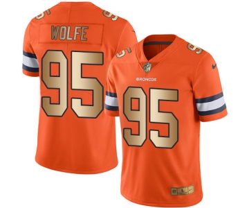 Nike Broncos #95 Derek Wolfe Orange Men's Stitched NFL Limited Gold Rush Jersey