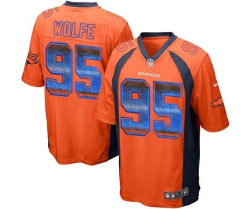 Nike Broncos #95 Derek Wolfe Orange Team Color Men's Stitched NFL Limited Strobe Jersey