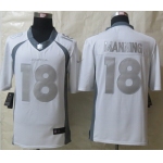 Nike Denver Broncos #18 Peyton Manning Platinum White Limited Jersey