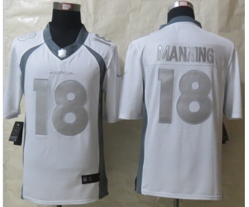 Nike Denver Broncos #18 Peyton Manning Platinum White Limited Jersey