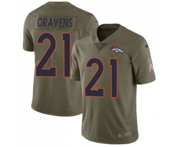 Nike Denver Broncos #21 Su'a Cravens Olive Men's Stitched NFL Limited 2017 Salute To Service Jersey