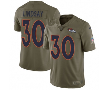 Nike Denver Broncos #30 Phillip Lindsay Olive Men's Stitched NFL Limited 2017 Salute To Service Jersey