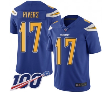 Chargers #17 Philip Rivers Electric Blue Men's Stitched Football Limited Rush 100th Season Jersey