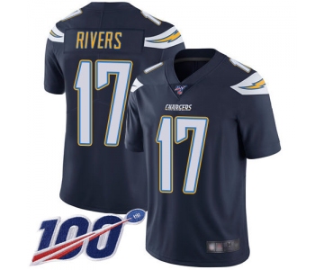 Chargers #17 Philip Rivers Navy Blue Team Color Men's Stitched Football 100th Season Vapor Limited Jersey