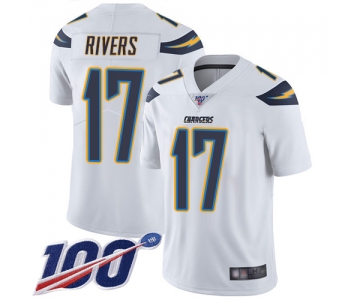 Chargers #17 Philip Rivers White Men's Stitched Football 100th Season Vapor Limited Jersey