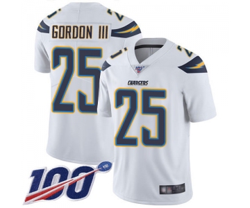 Chargers #25 Melvin Gordon III White Men's Stitched Football 100th Season Vapor Limited Jersey