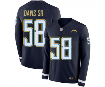 Chargers #58 Thomas Davis Sr Navy Blue Team Color Men's Stitched Football Limited Therma Long Sleeve Jersey