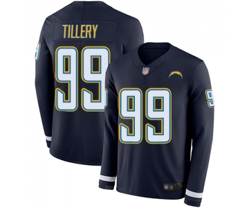 Chargers #99 Jerry Tillery Navy Blue Team Color Men's Stitched Football Limited Therma Long Sleeve Jersey