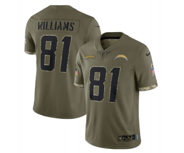 Men's Los Angeles Chargers #81 Mike Williams 2022 Olive Salute To Service Limited Stitched Jersey