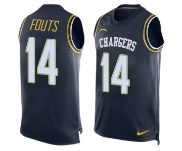 Men's San Diego Chargers #14 Dan Fouts Navy Blue Hot Pressing Player Name & Number Nike NFL Tank Top Jersey