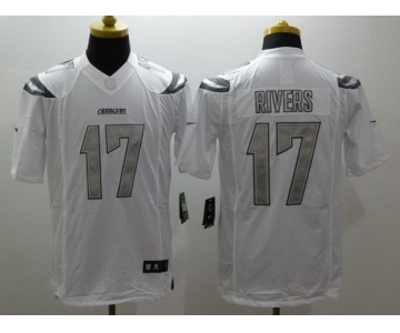 Men's San Diego Chargers #17 Philip Rivers White Platinum NFL Nike Limited Jersey
