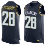 Men's San Diego Chargers #28 Melvin Gordon Navy Blue Hot Pressing Player Name & Number Nike NFL Tank Top Jersey