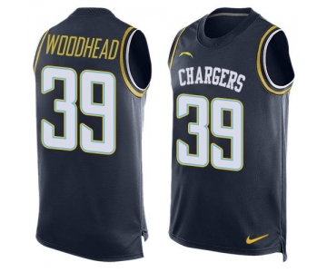 Men's San Diego Chargers #39 Danny Woodhead Navy Blue Hot Pressing Player Name & Number Nike NFL Tank Top Jersey