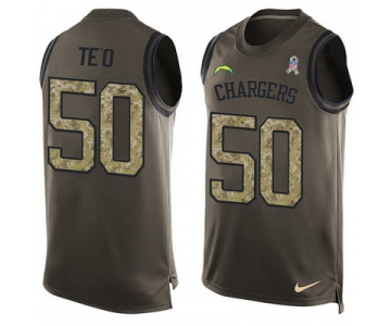 Men's San Diego Chargers #50 Manti Te'o Green Salute to Service Hot Pressing Player Name & Number Nike NFL Tank Top Jersey