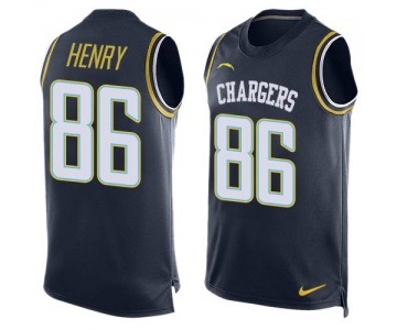 Men's San Diego Chargers #86 Hunter Henry Navy Blue Hot Pressing Player Name & Number Nike NFL Tank Top Jersey