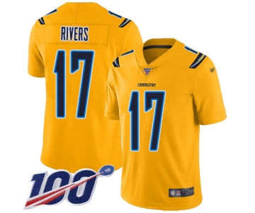 Nike Chargers #17 Philip Rivers Gold Men's Stitched NFL Limited Inverted Legend 100th Season Jersey