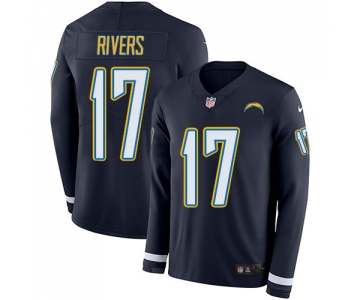 Nike Chargers 17 Philip Rivers Navy Blue Team Color Men's Stitched NFL Limited Therma Long Sleeve Jersey