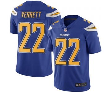 Nike Chargers #22 Jason Verrett Electric Blue Men's Stitched NFL Limited Rush Jersey