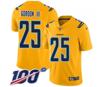 Nike Chargers #25 Melvin Gordon III Gold Men's Stitched NFL Limited Inverted Legend 100th Season Jersey