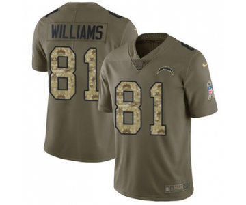 Nike Chargers #81 Mike Williams Olive Camo Men's Stitched NFL Limited 2017 Salute To Service Jersey