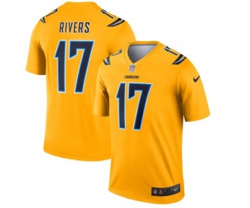 Nike Los Angeles Chargers 17 Philip Rivers Gold Inverted Legend Jersey